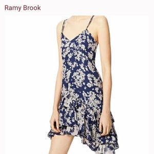 Ramy Brook silk floral Ashton ruffle dress NWT